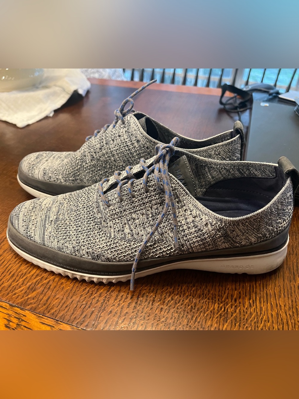 Cole Haan 2.zerogrand Gray Knit Lace-Up Sneakers with White Sole size 12